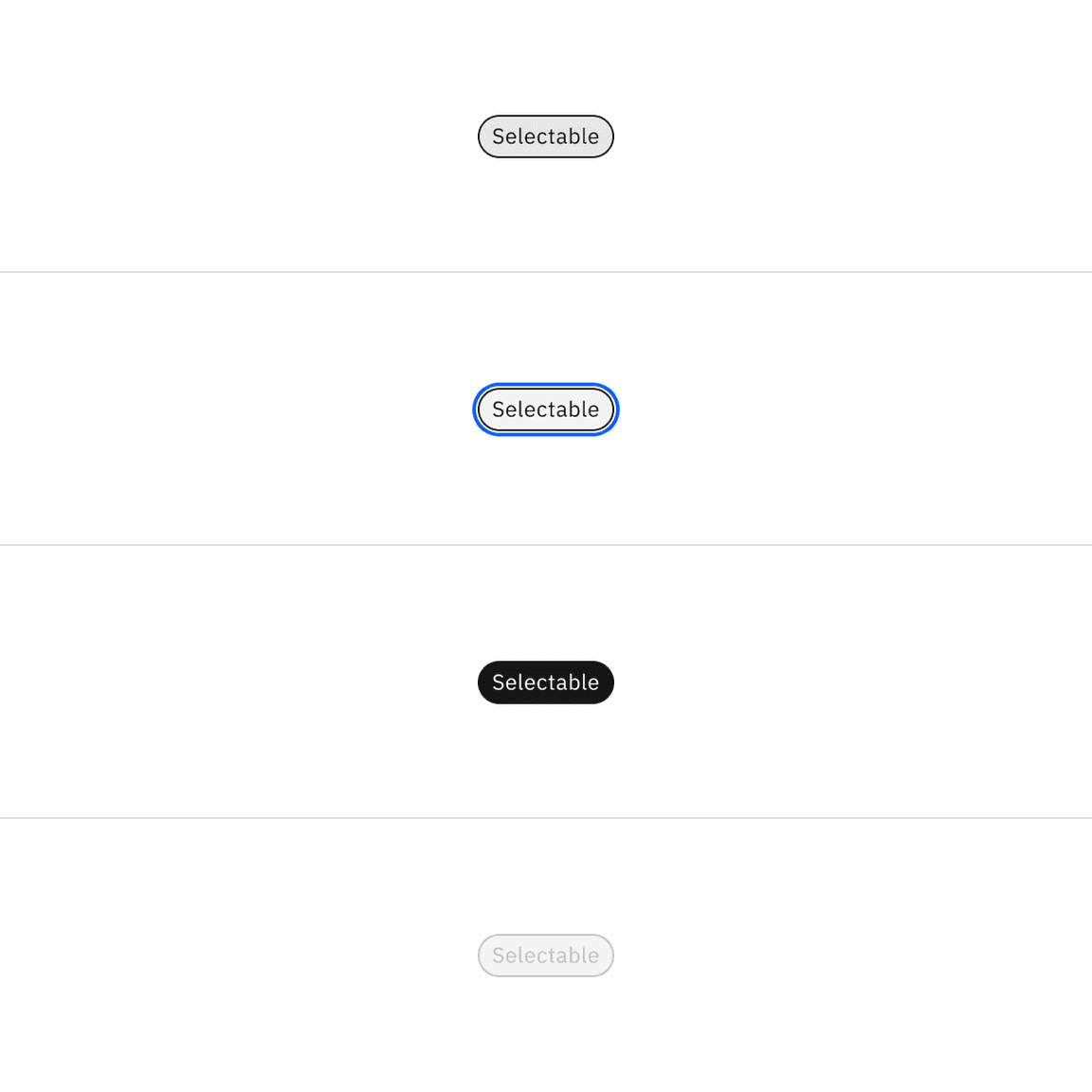 Selectable tag interactive colors.