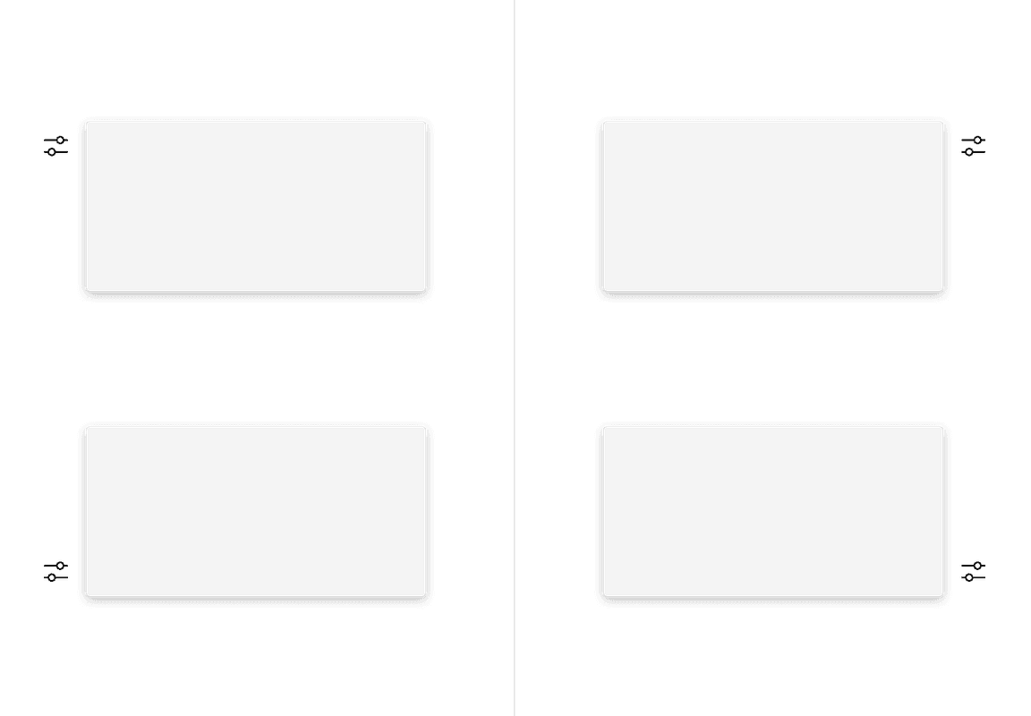 No tip popover left and right directions with top and bottom alignments.