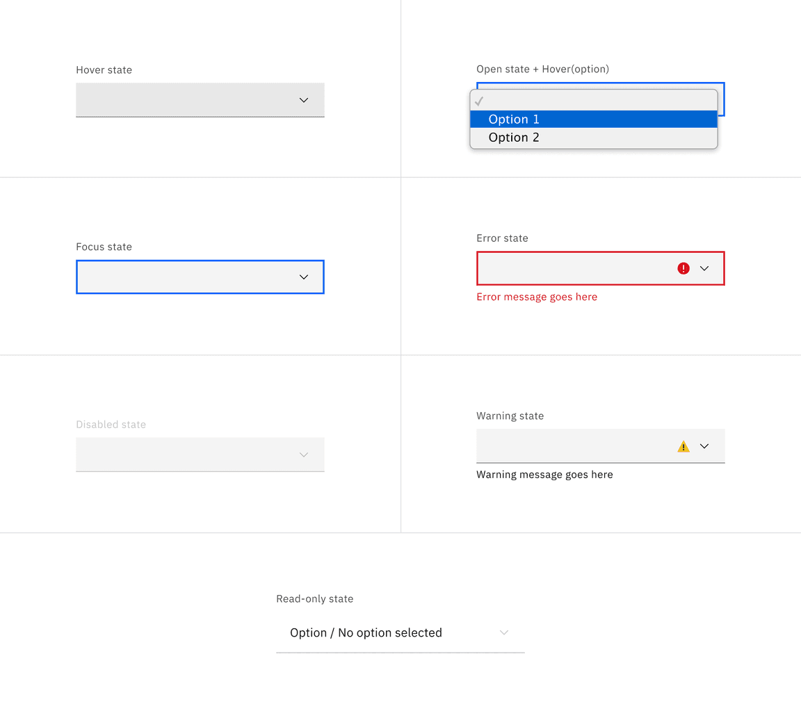 Interactive states of default select