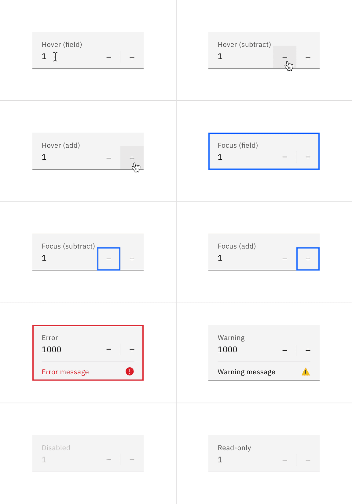 Fluid number input interactive states