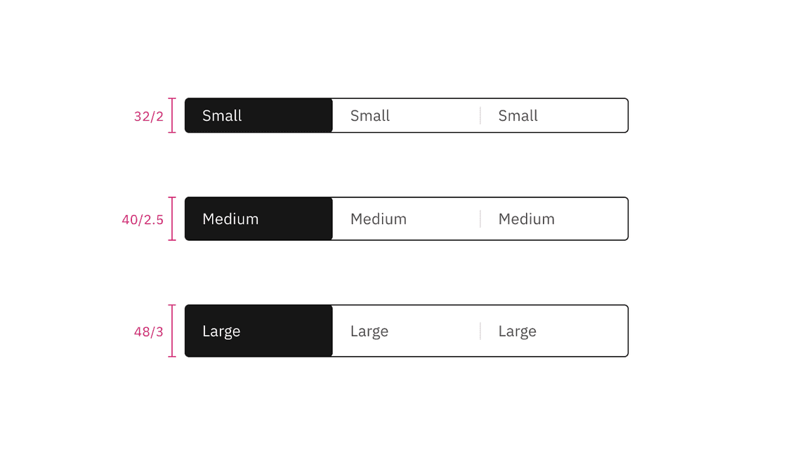 Default content switcher sizes | px / rem